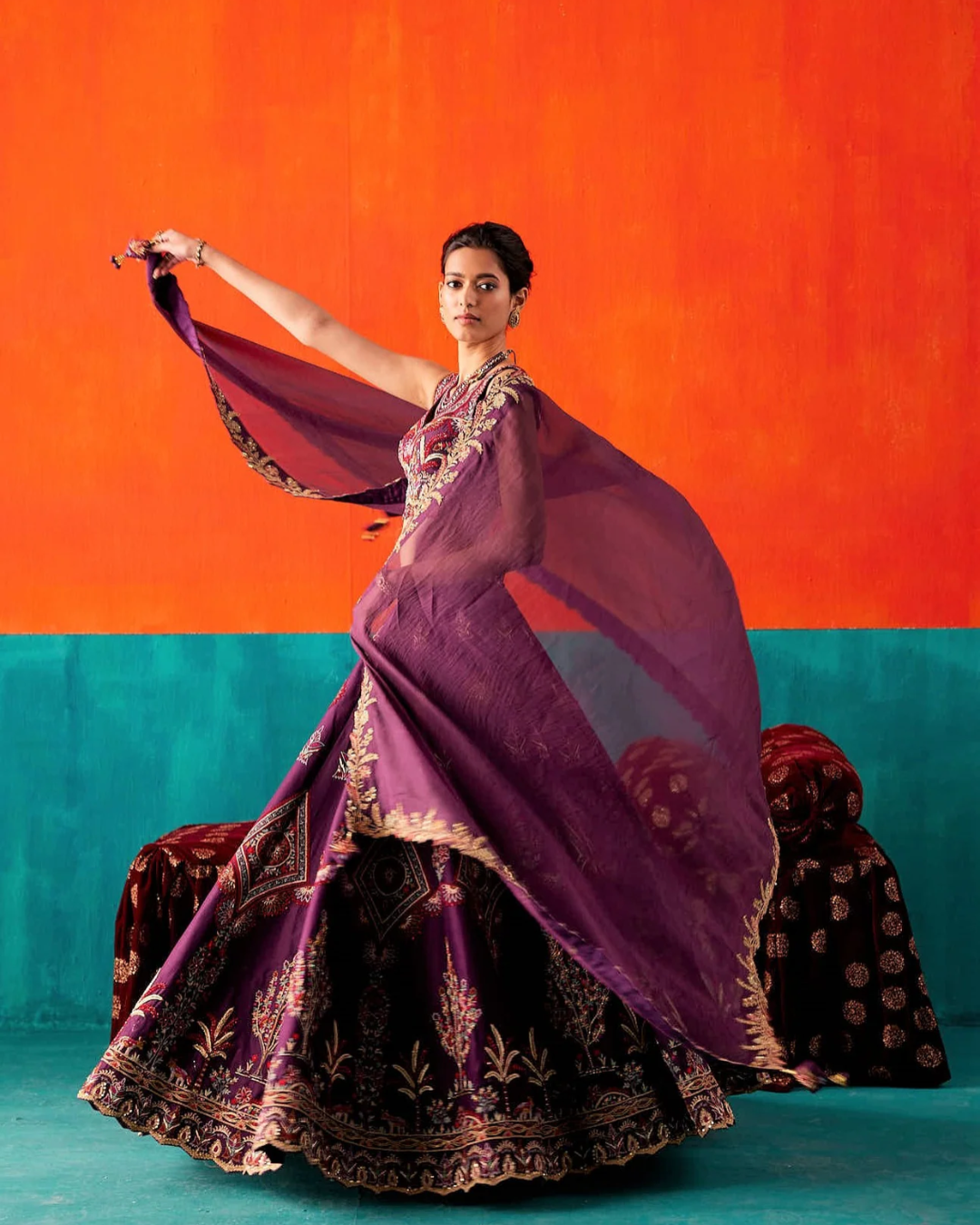 Aman Takyar - Dark Purple Lehenga Set From Kasmira