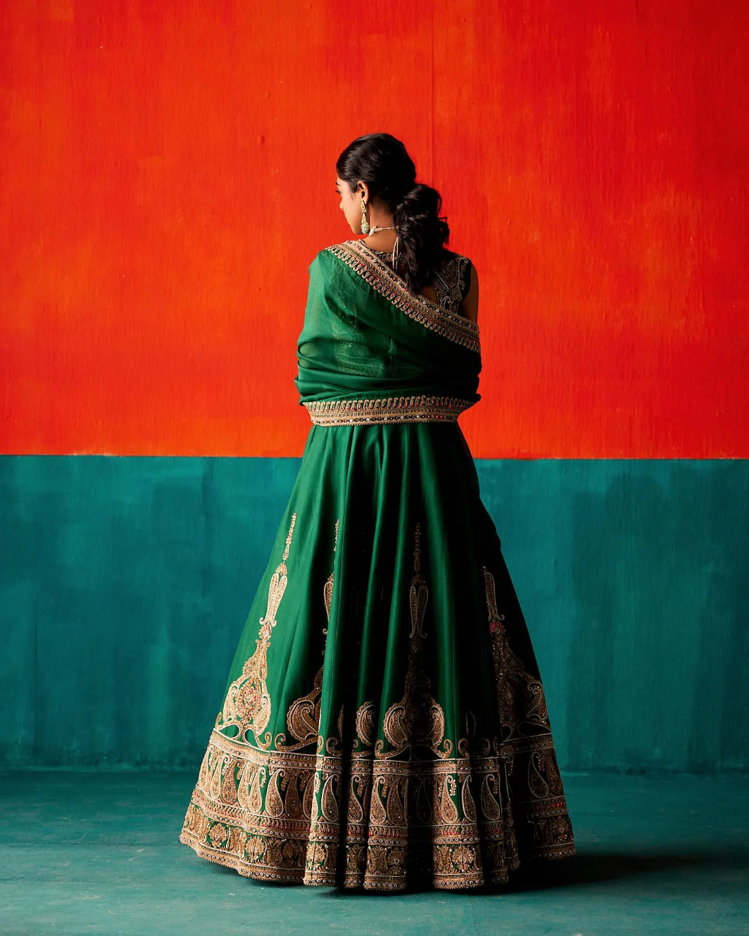 Aman Takyar - Dark Green Lehenga Set From Kasmira
