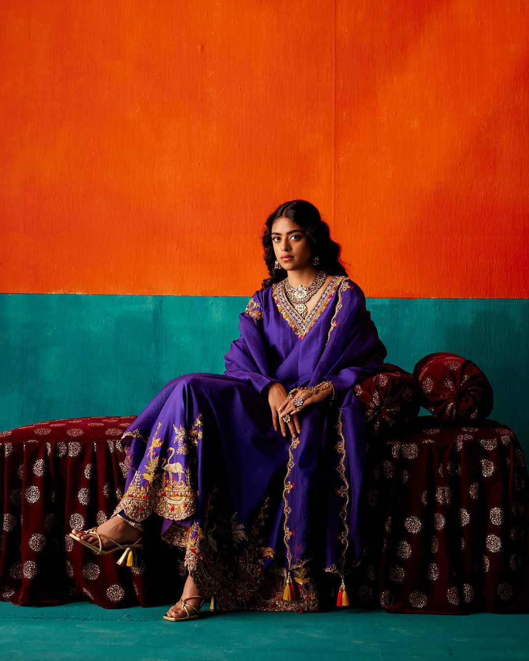 Aman Takyar - Indigo Anarkali Set From Kasmira