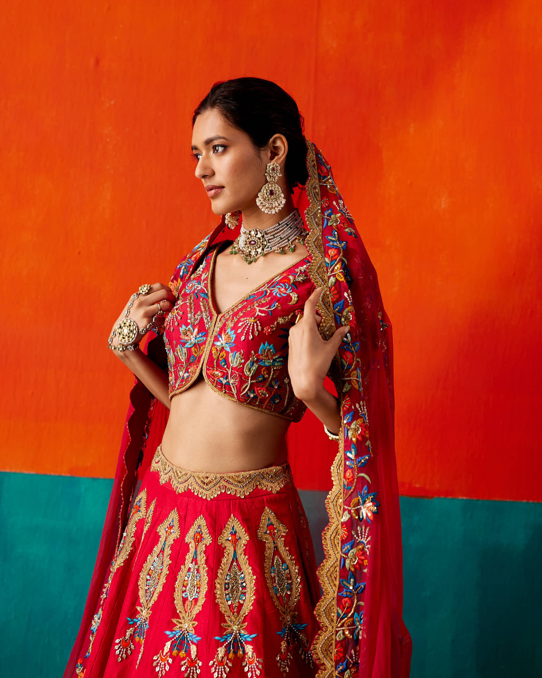 Aman Takyar - Red Lehenga Set From Kasmira