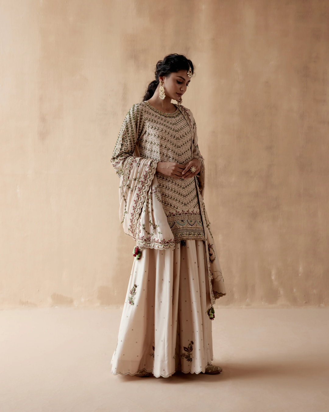 Aman Takyar - Ivory Tunic & Sharara Set From Albeli