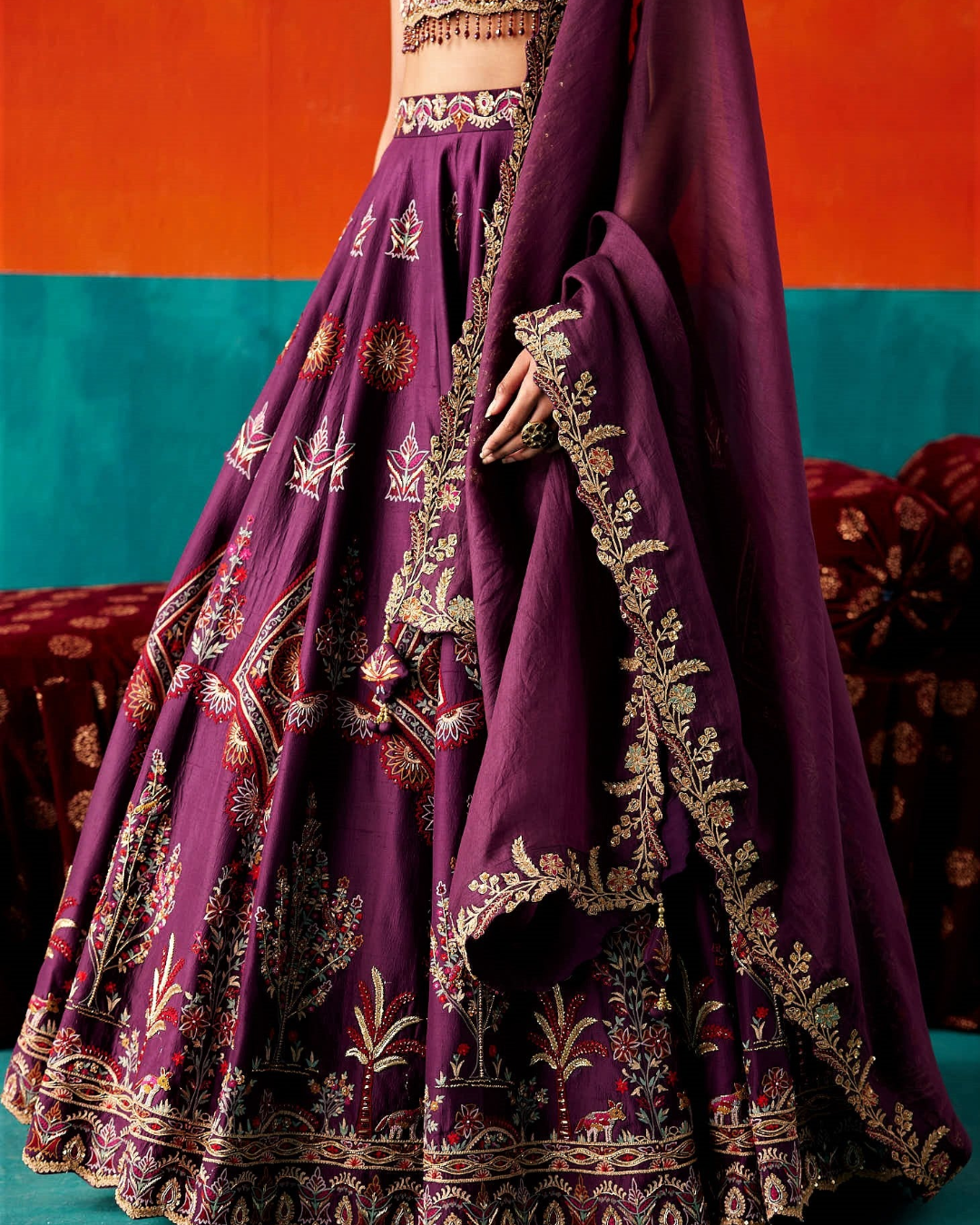 Aman Takyar - Dark Purple Lehenga Set From Kasmira