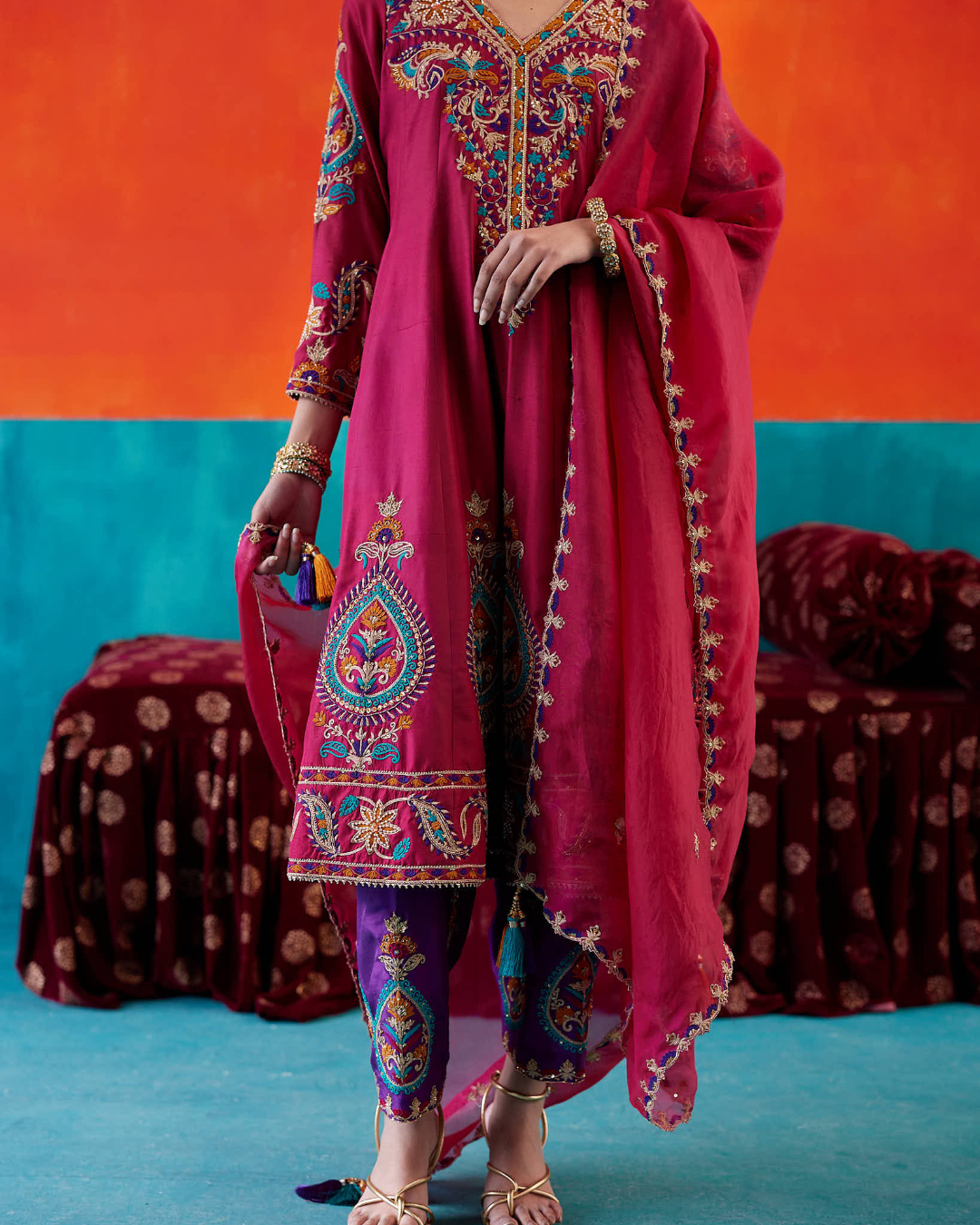 Aman Takyar - Maroon Kurta Set From Kasmira