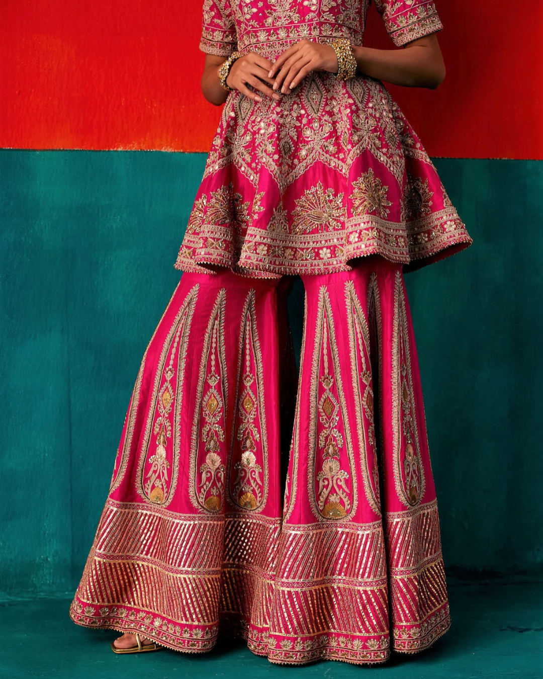 Aman Takyar - Bright Pink Sharara Set From Kasmira
