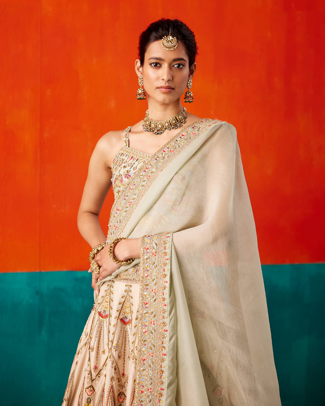 Aman Takyar - Ivory Lehenga Set From Kasmira