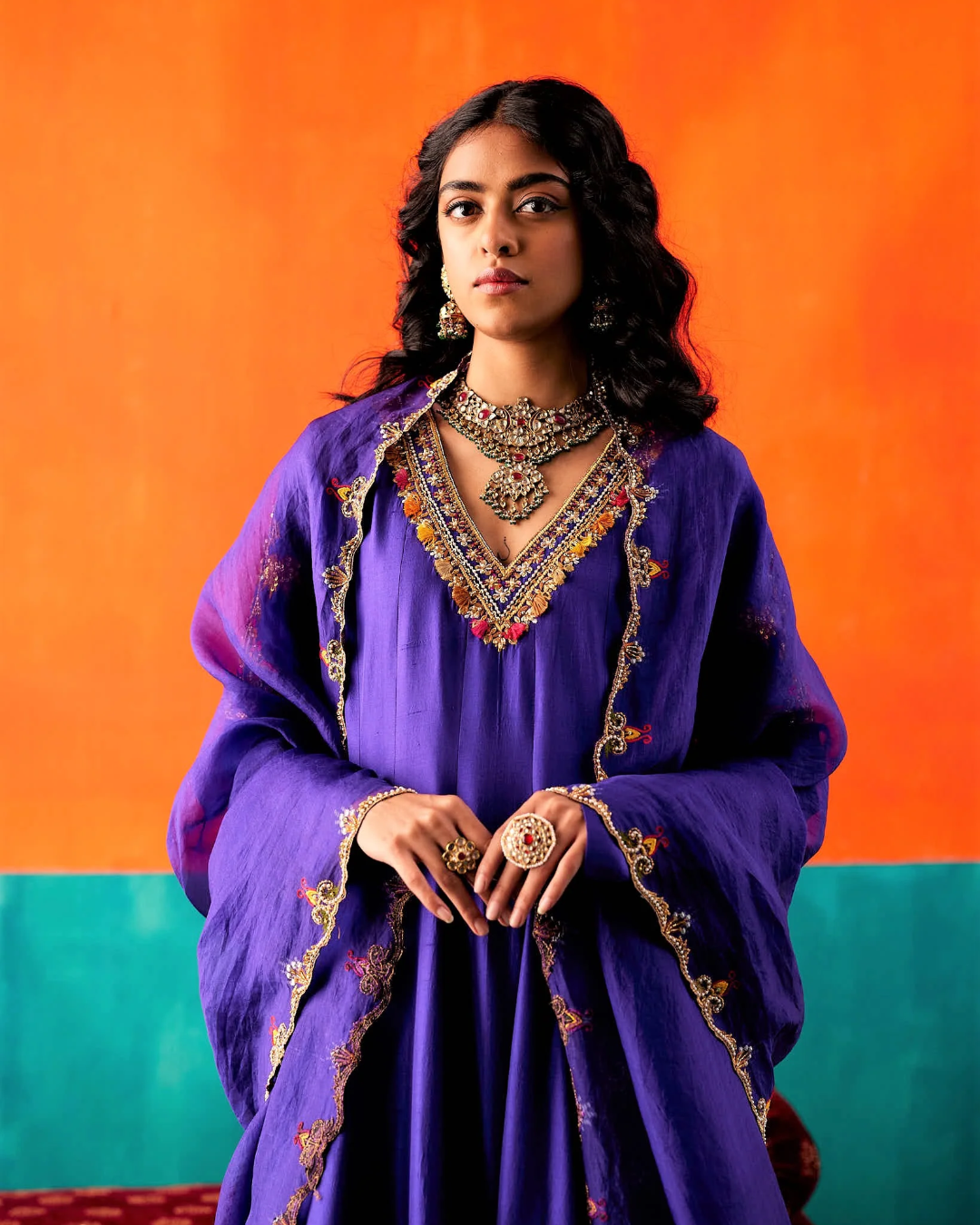 Aman Takyar - Indigo Anarkali Set From Kasmira