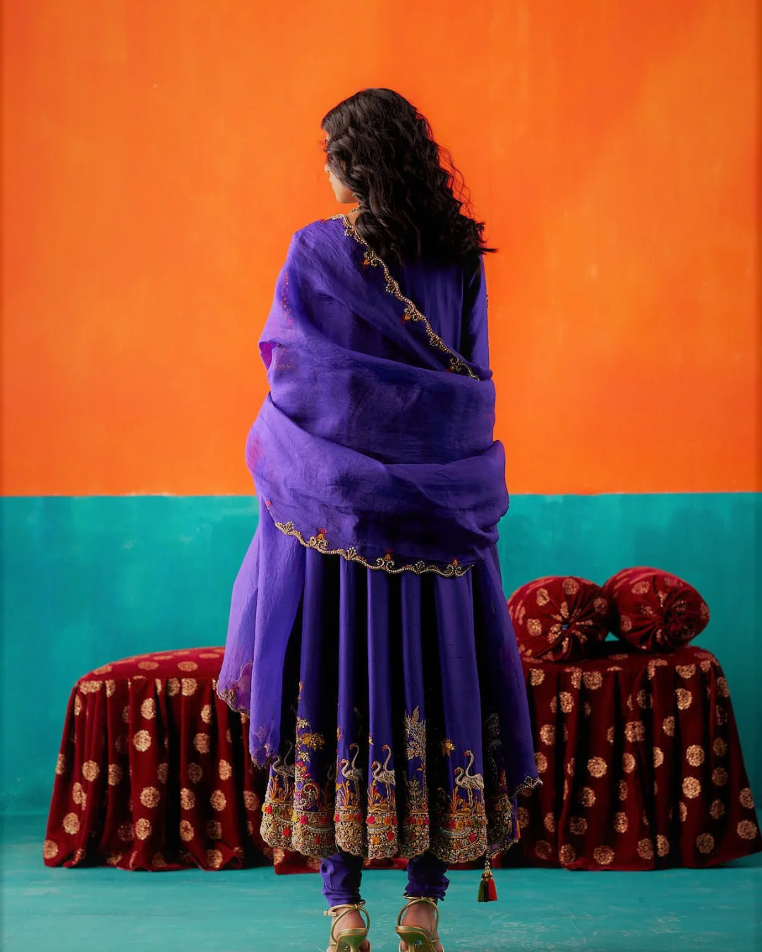 Aman Takyar - Indigo Anarkali Set From Kasmira