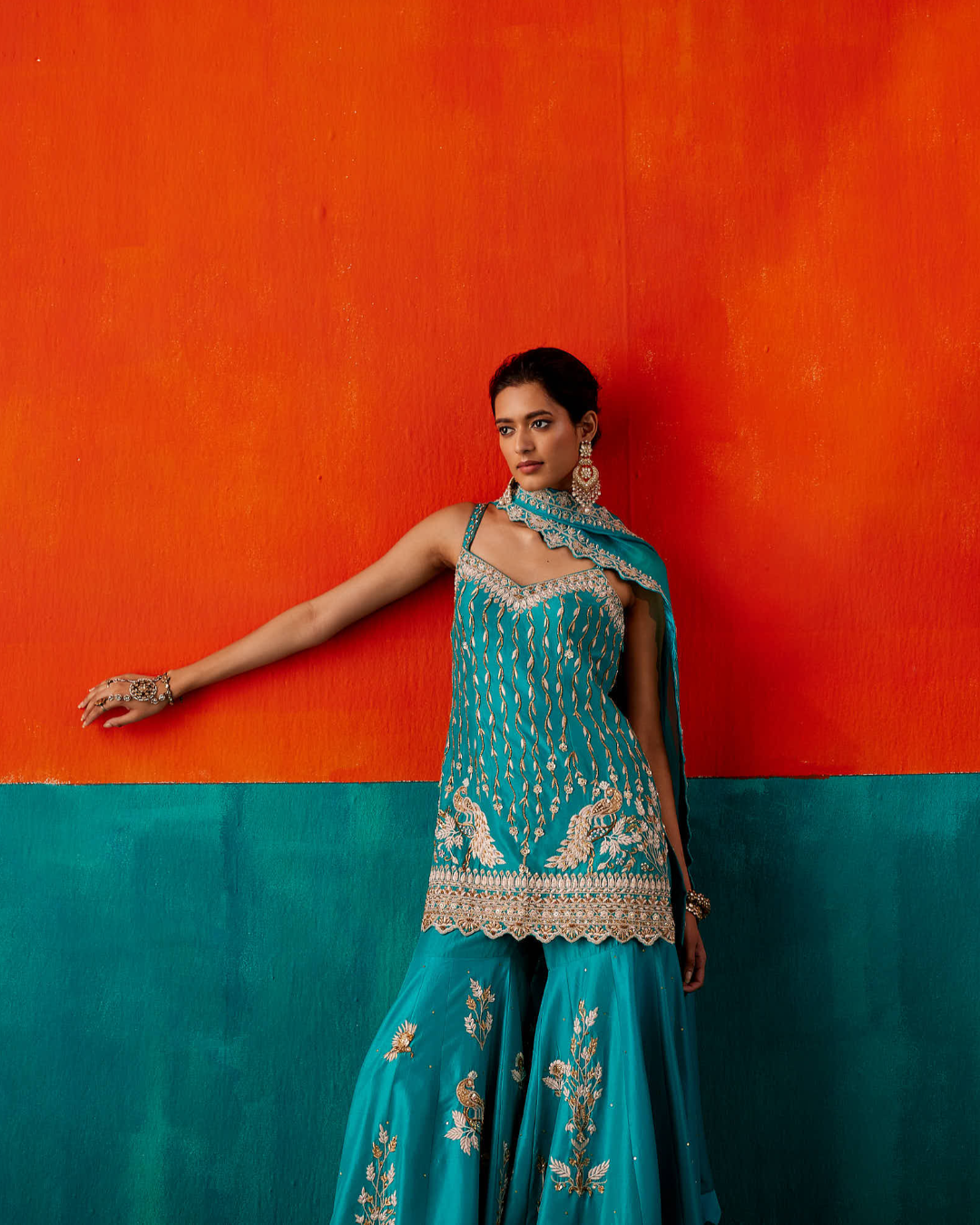 Aman Takyar - Turquoise Sharara Set From Kasmira