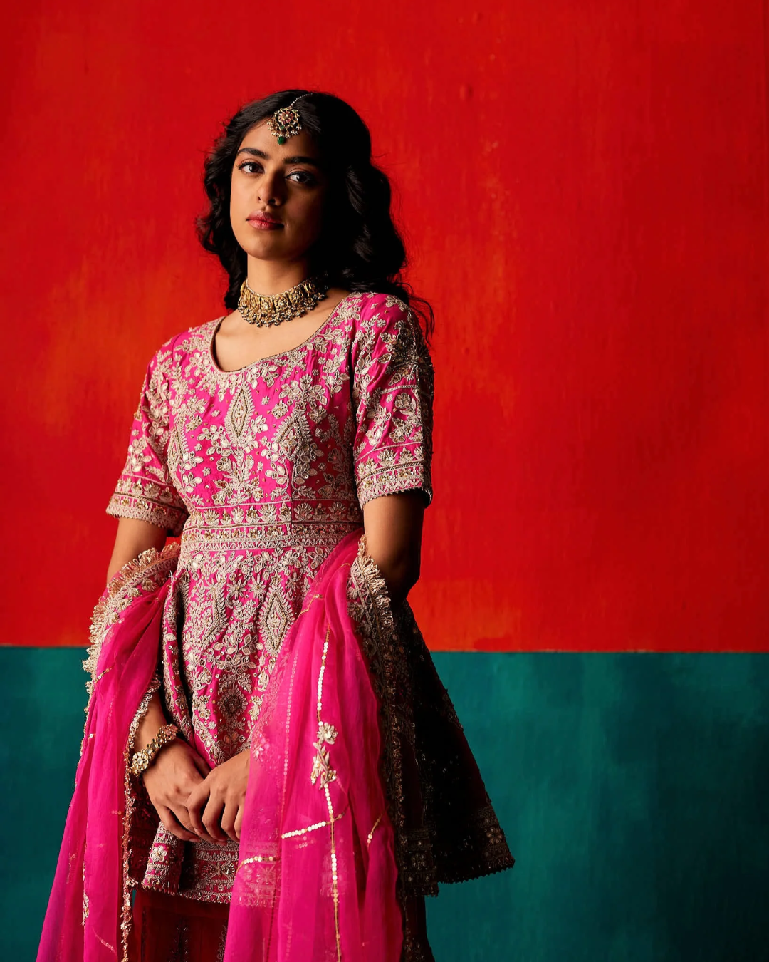 Aman Takyar - Bright Pink Sharara Set From Kasmira