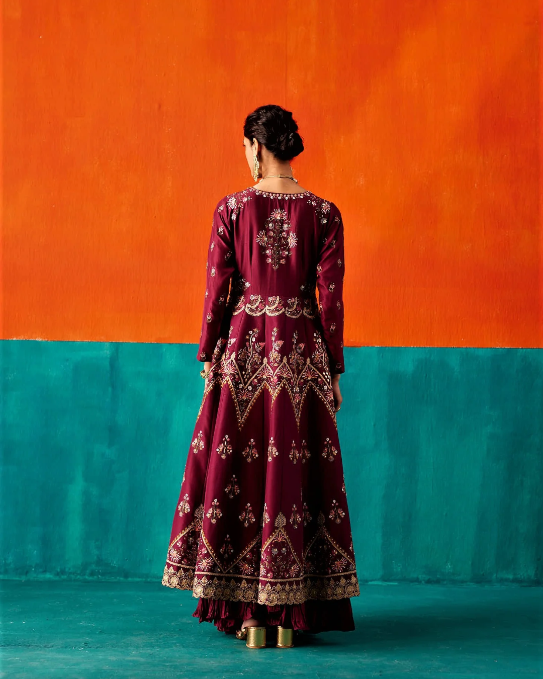 Aman Takyar - Wine Anarkali Set From Kasmira