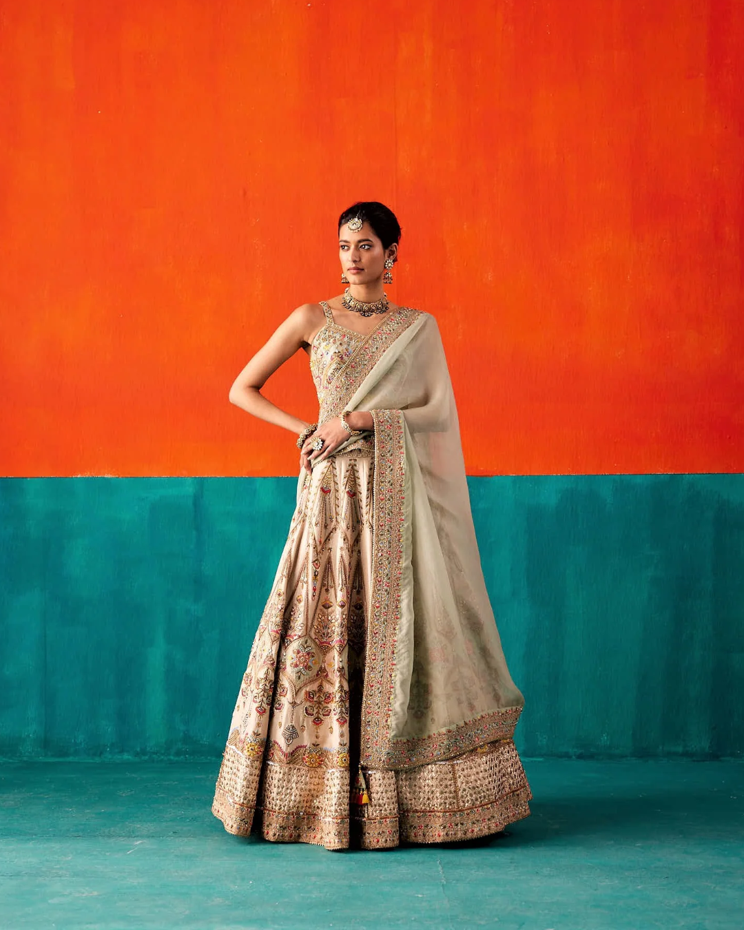 Aman Takyar - Ivory Lehenga Set From Kasmira