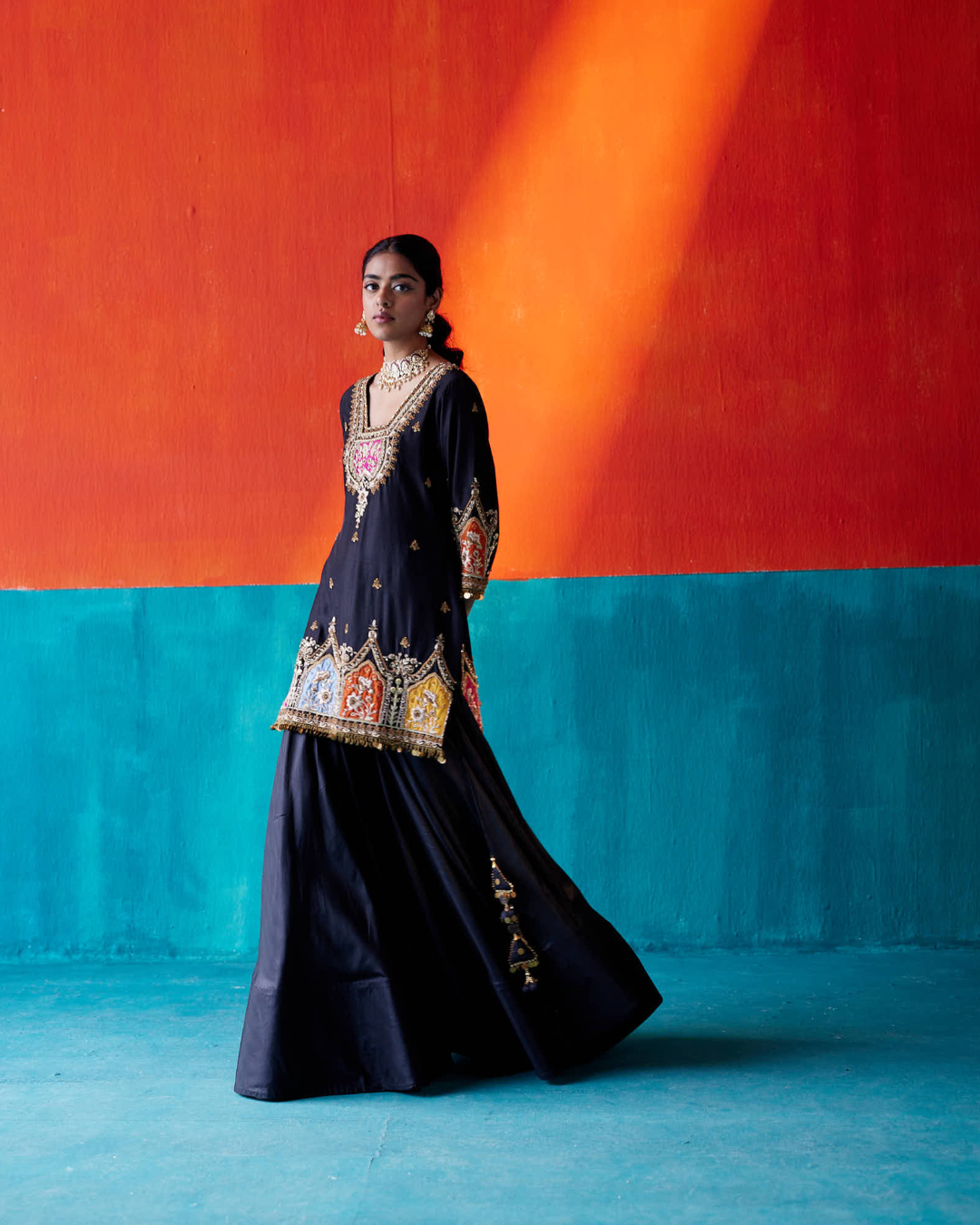 Aman Takyar - Black Sharara Set From Kasmira