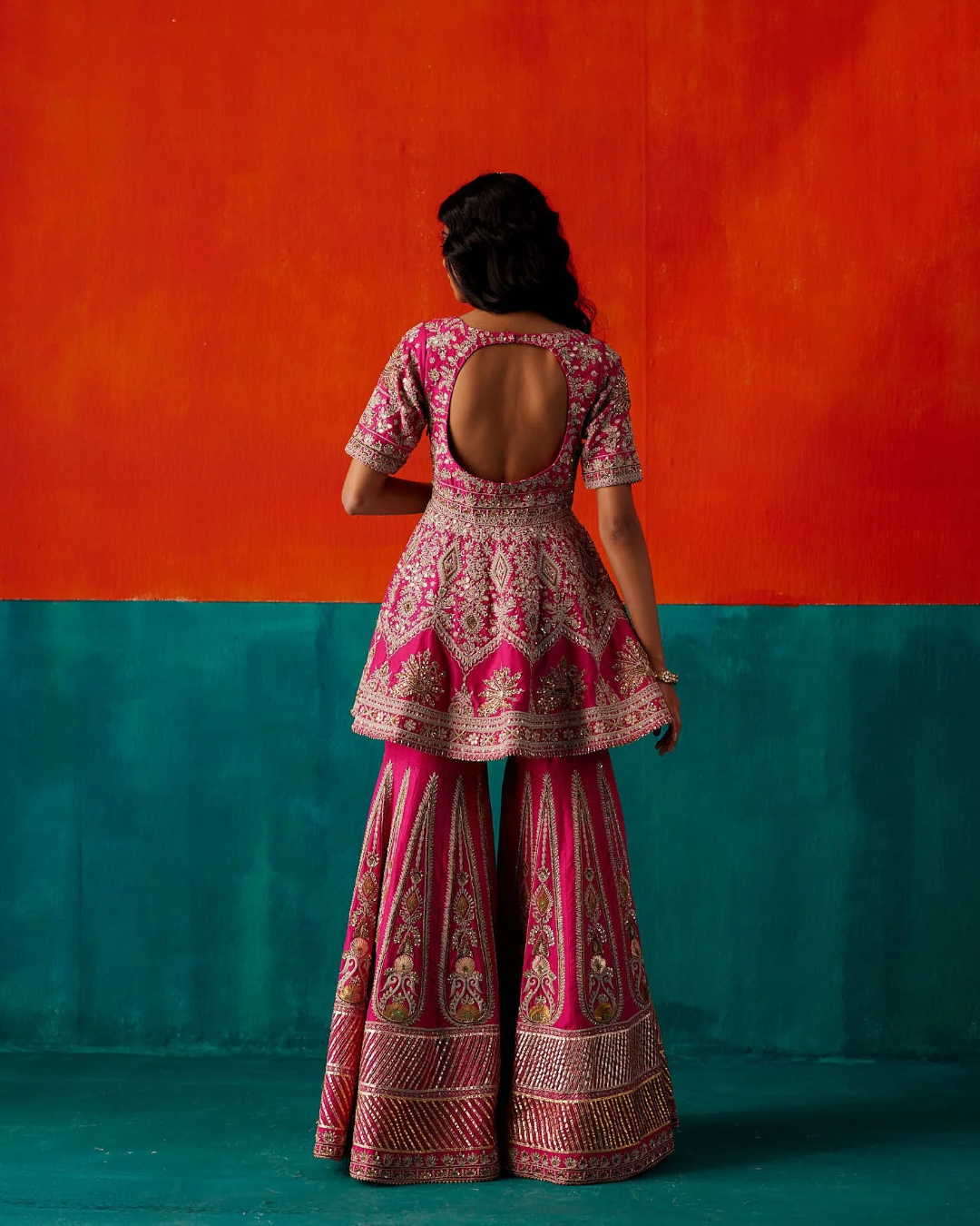 Aman Takyar - Bright Pink Sharara Set From Kasmira