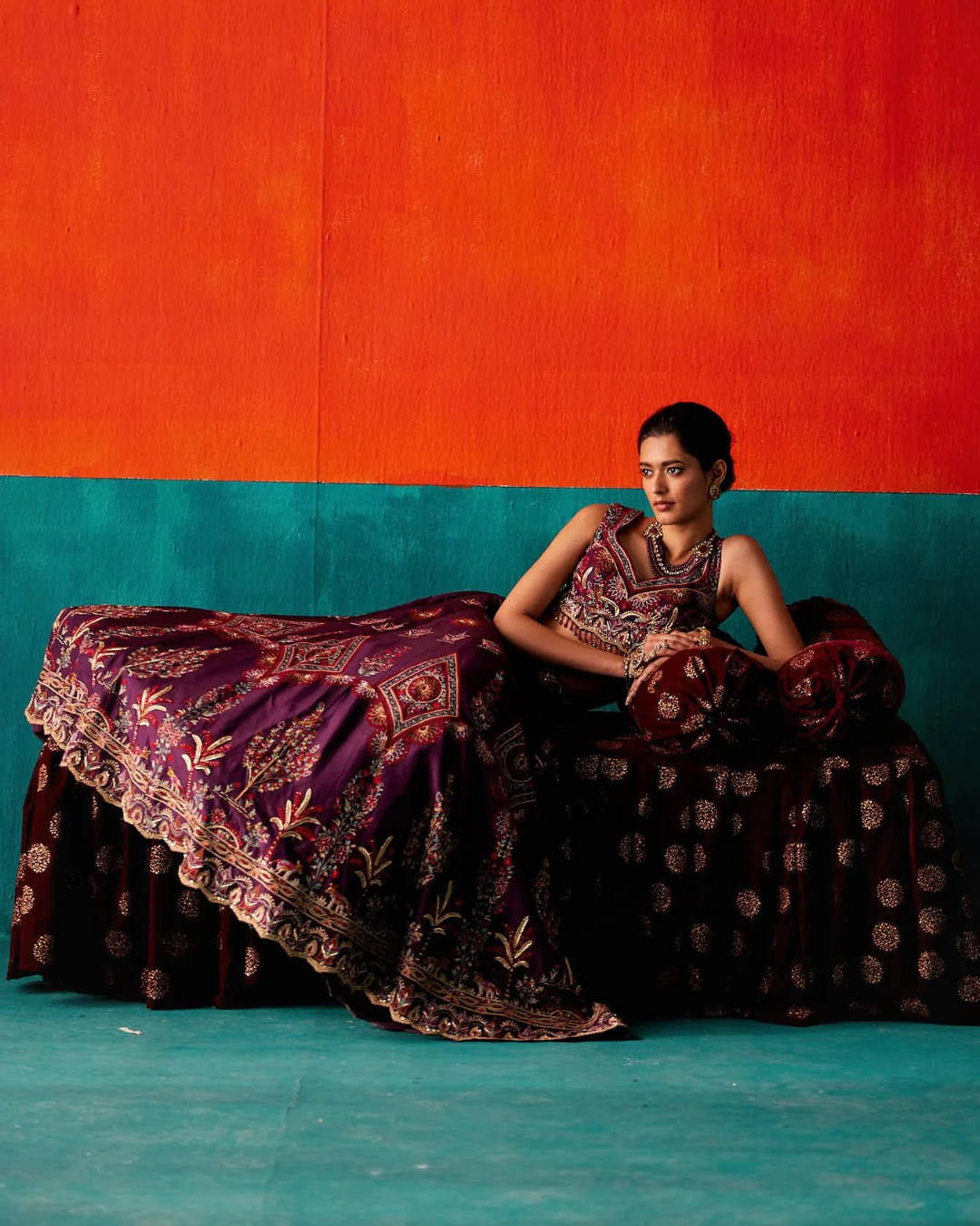 Aman Takyar - Dark Purple Lehenga Set From Kasmira