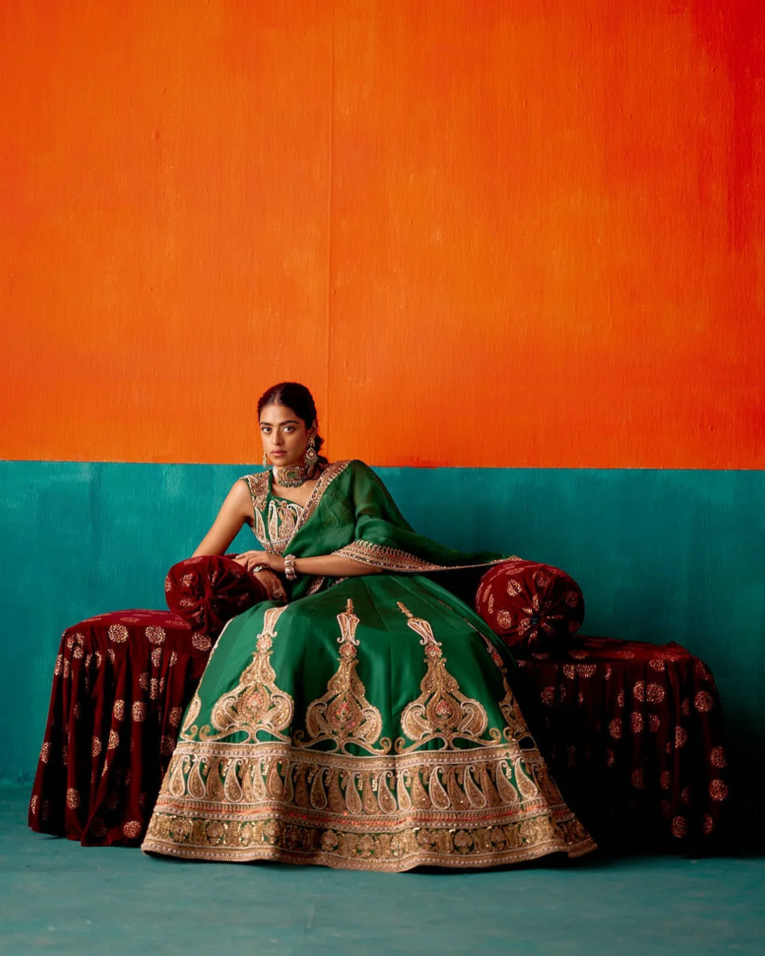 Aman Takyar - Dark Green Lehenga Set From Kasmira