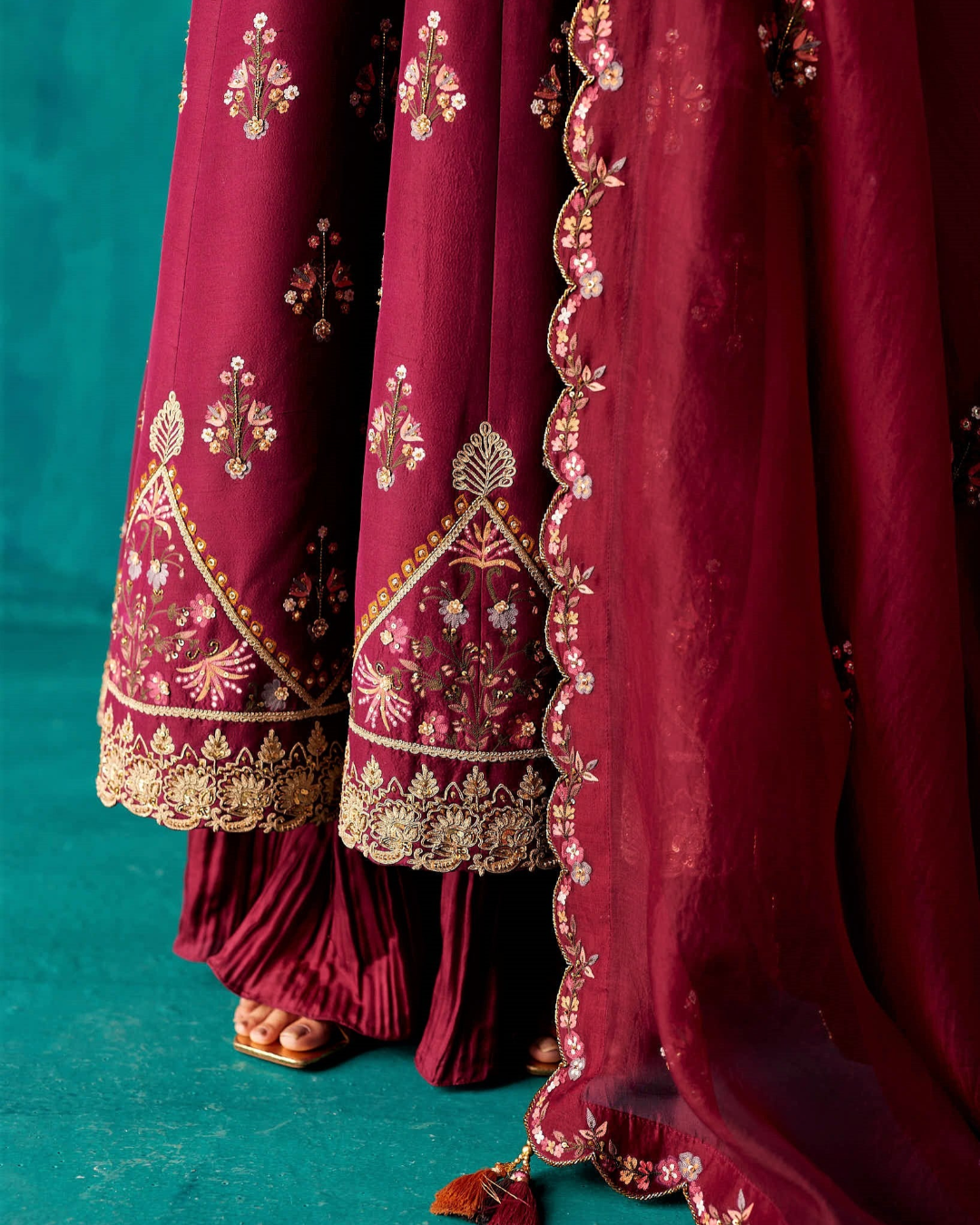 Aman Takyar - Wine Anarkali Set From Kasmira