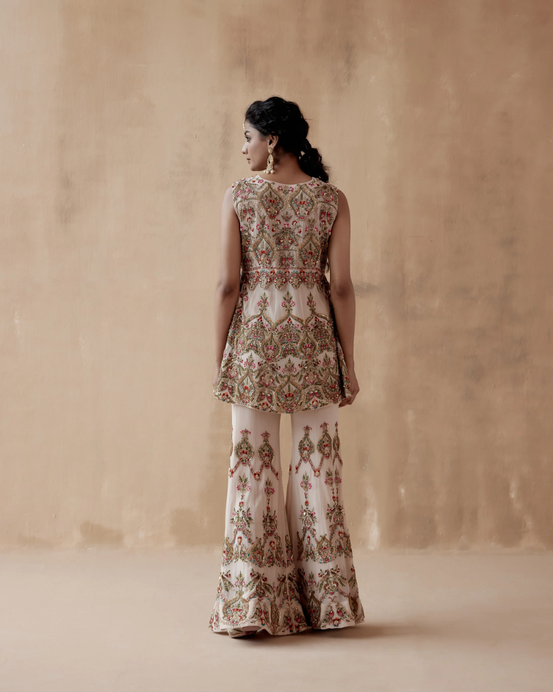 Aman Takyar - Light Beige Sharara Set From Albeli