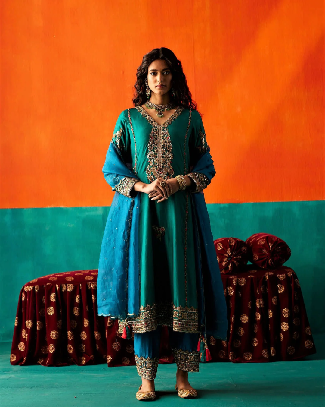 Aman Takyar - Castleton Green Kurta From Kasmira