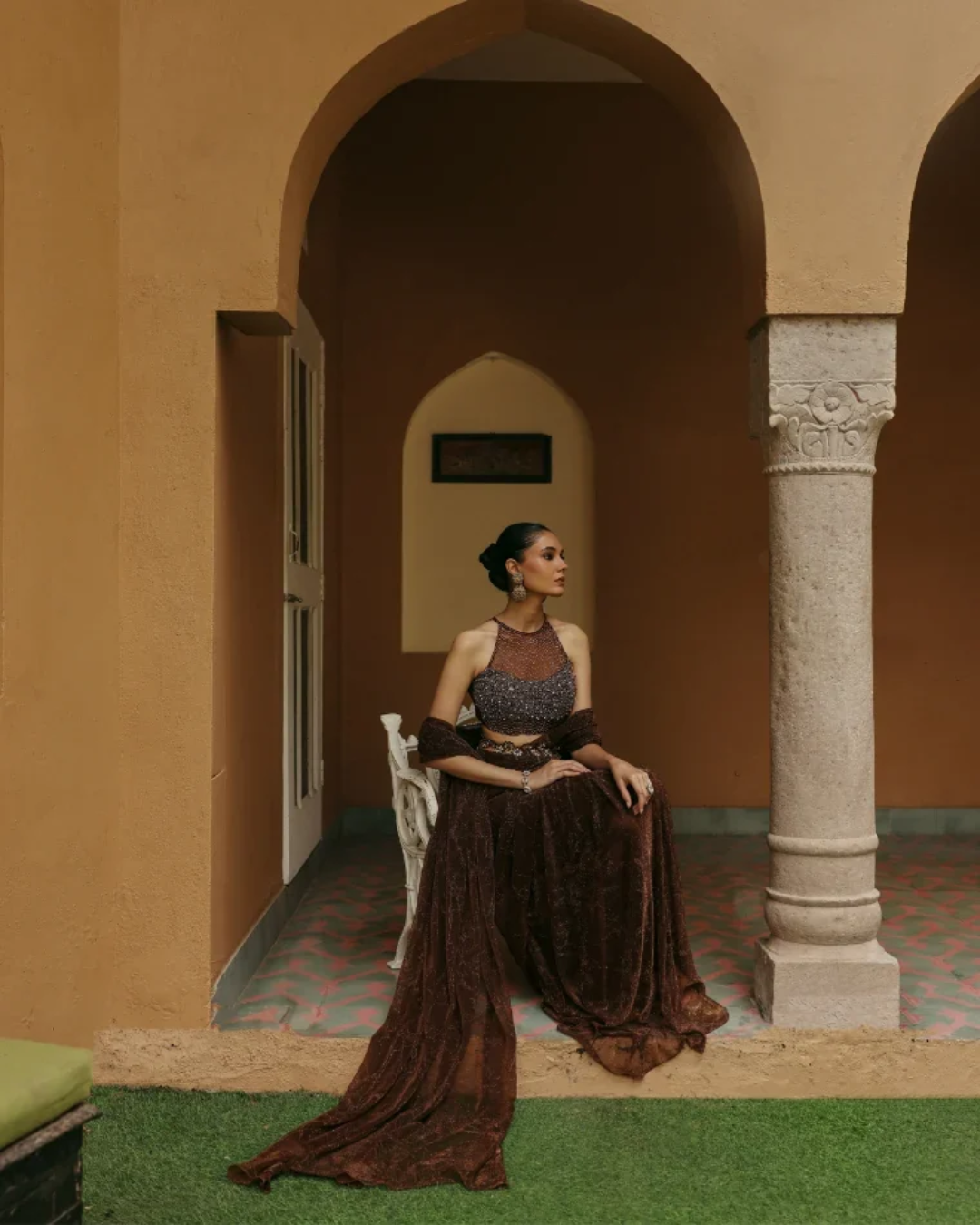 Label Moni K - Brownie Saree From Naqsh