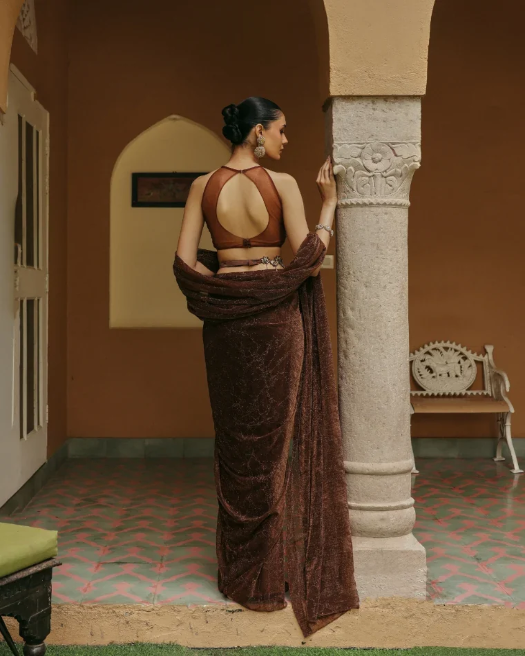 Label Moni K - Brownie Saree From Naqsh