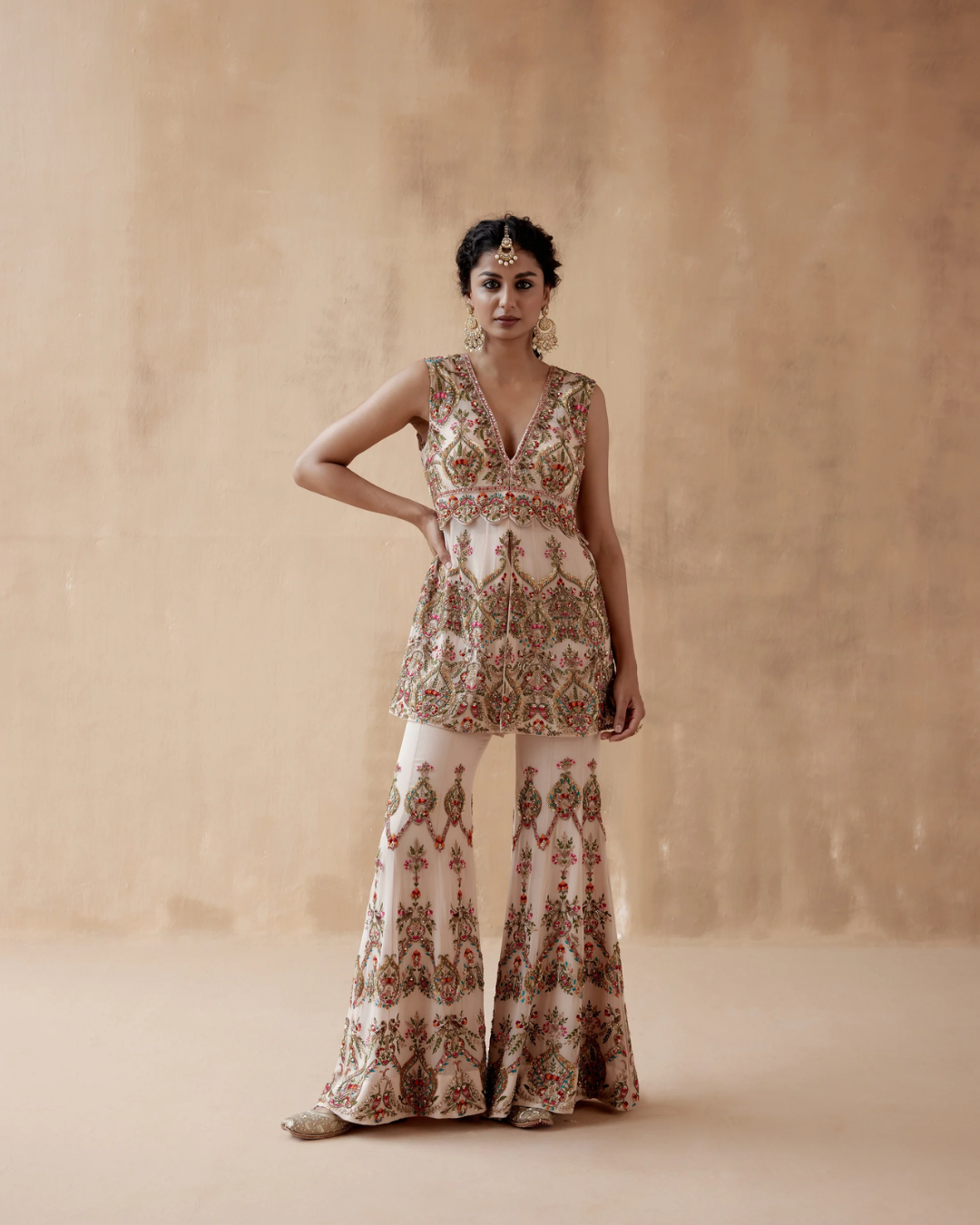 Aman Takyar - Light Beige Sharara Set From Albeli