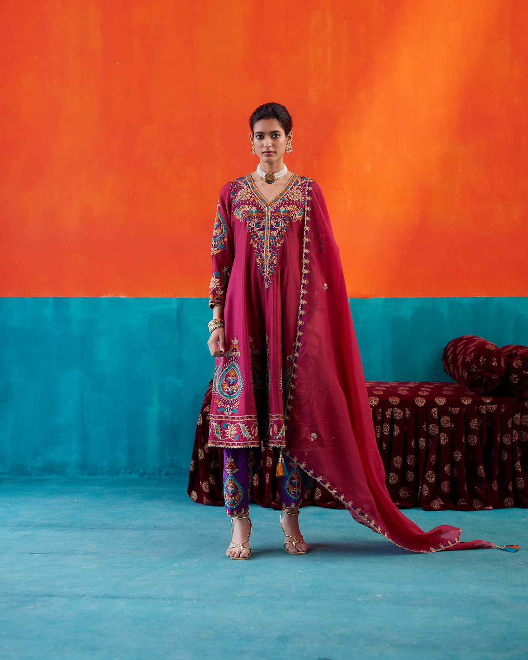 Aman Takyar - Maroon Kurta Set From Kasmira