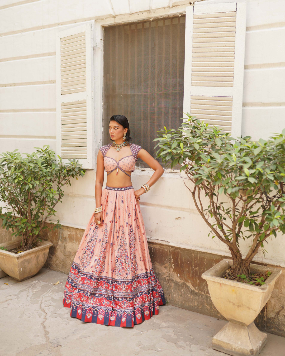 Aditi Gupta - Soft Pink Bandhani Lehenga Set