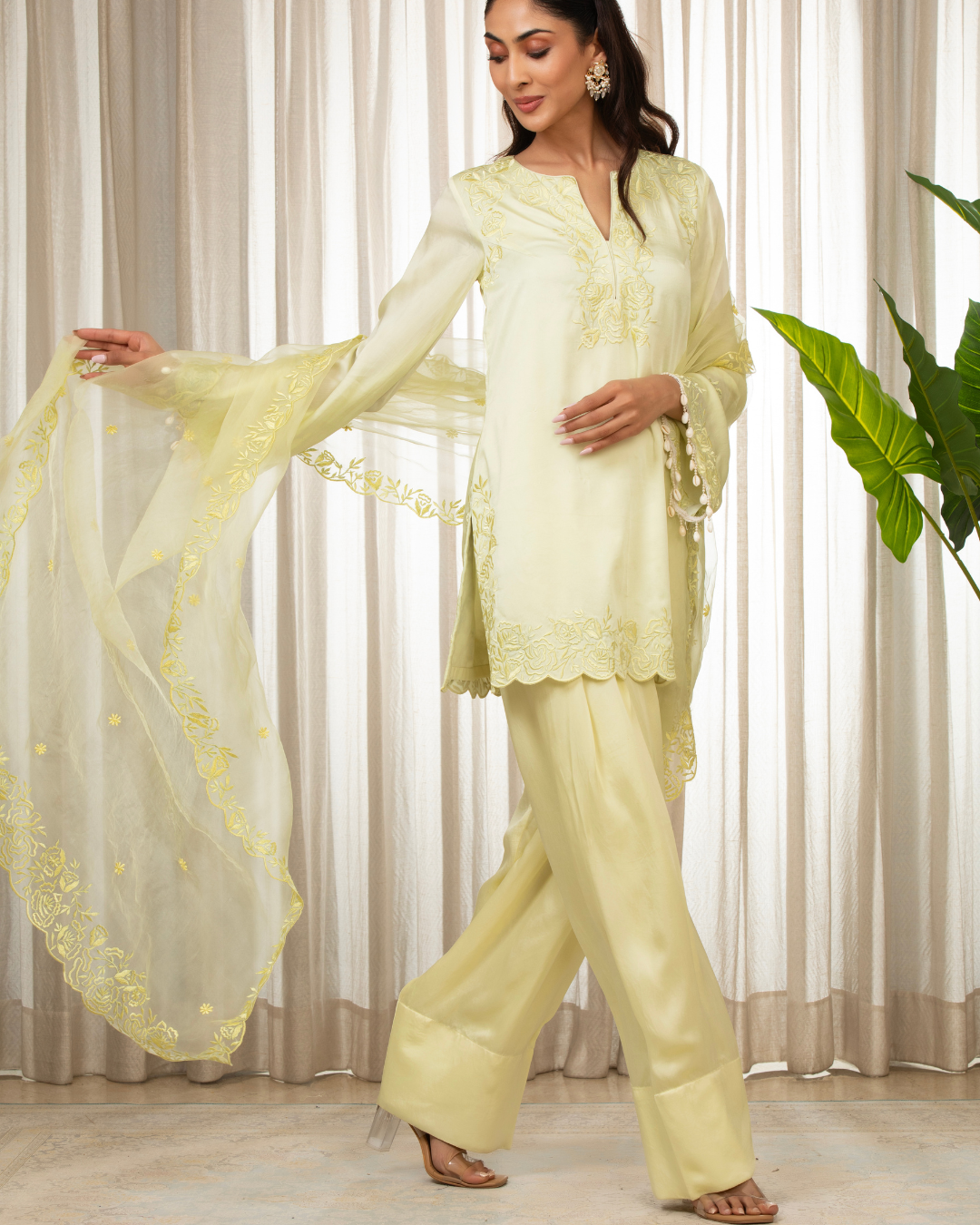 Esha Koul - Butter Yellow Richa Set