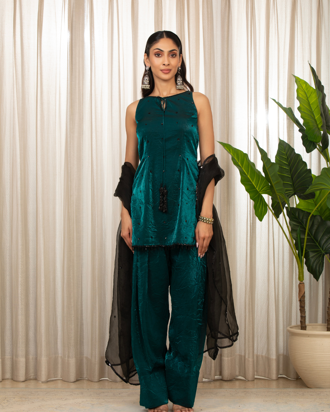 Esha Koul - Teal Jasmine Kurta Set