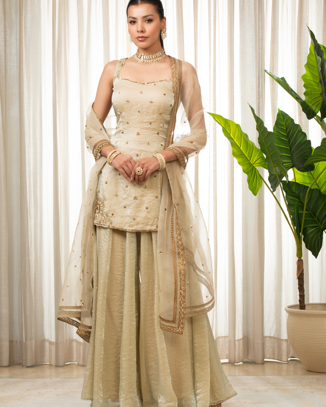 Esha Koul - Jasmine Creamish Sharara Set