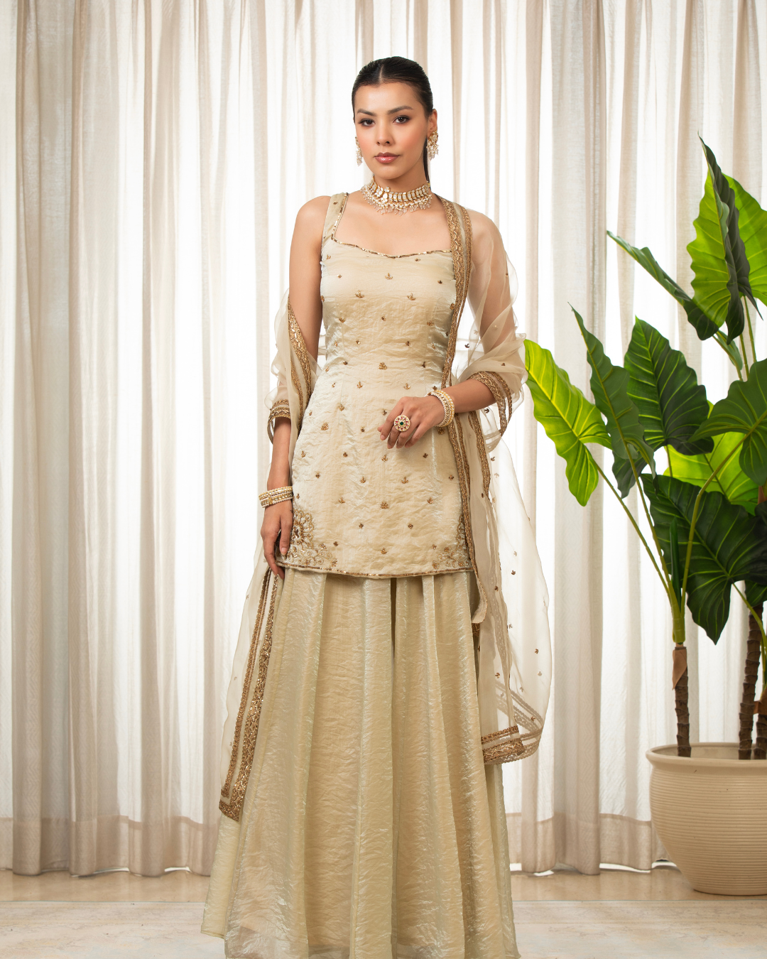 Esha Koul - Jasmine Creamish Sharara Set