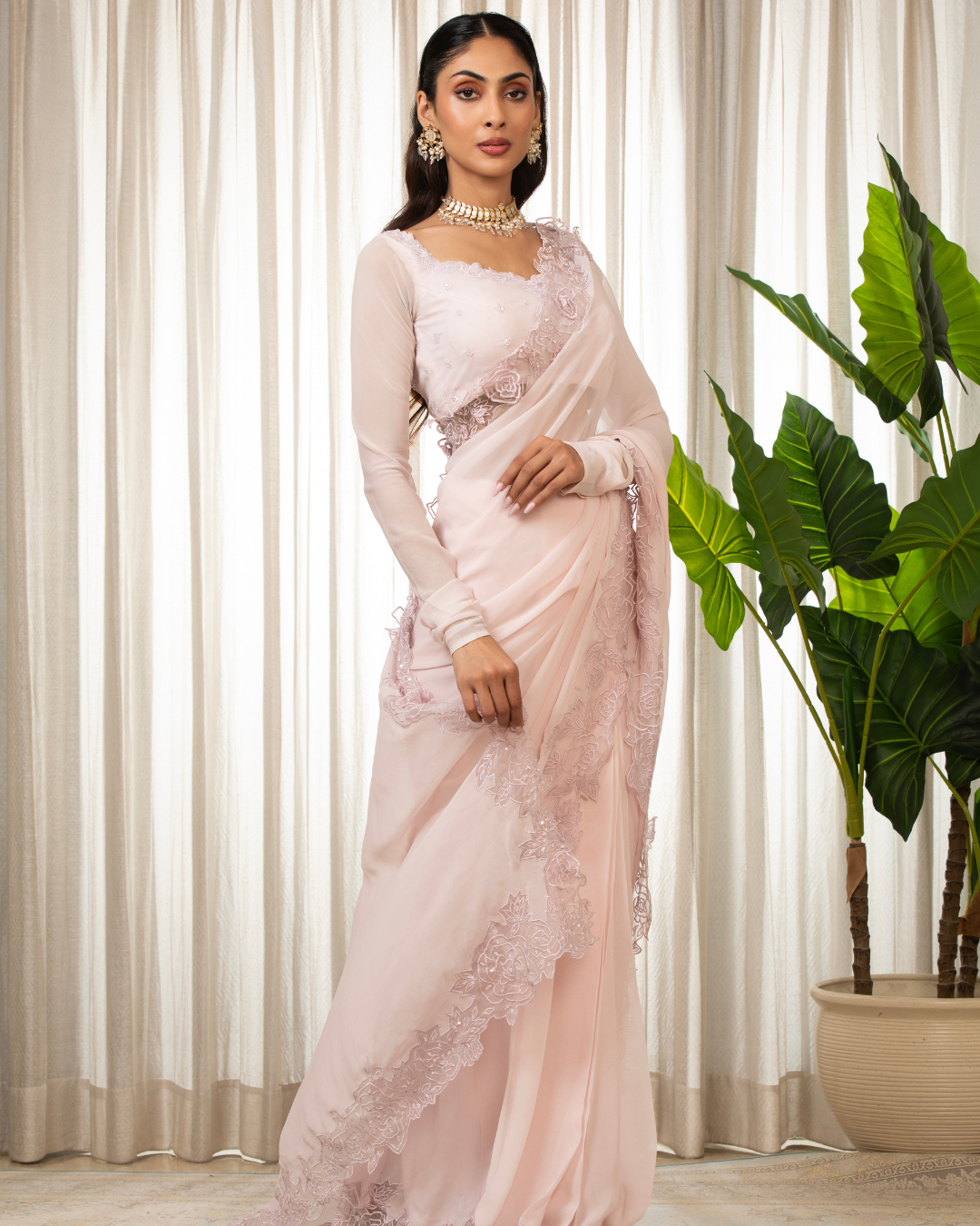 Esha Koul - Pink Nikaza Saree Set