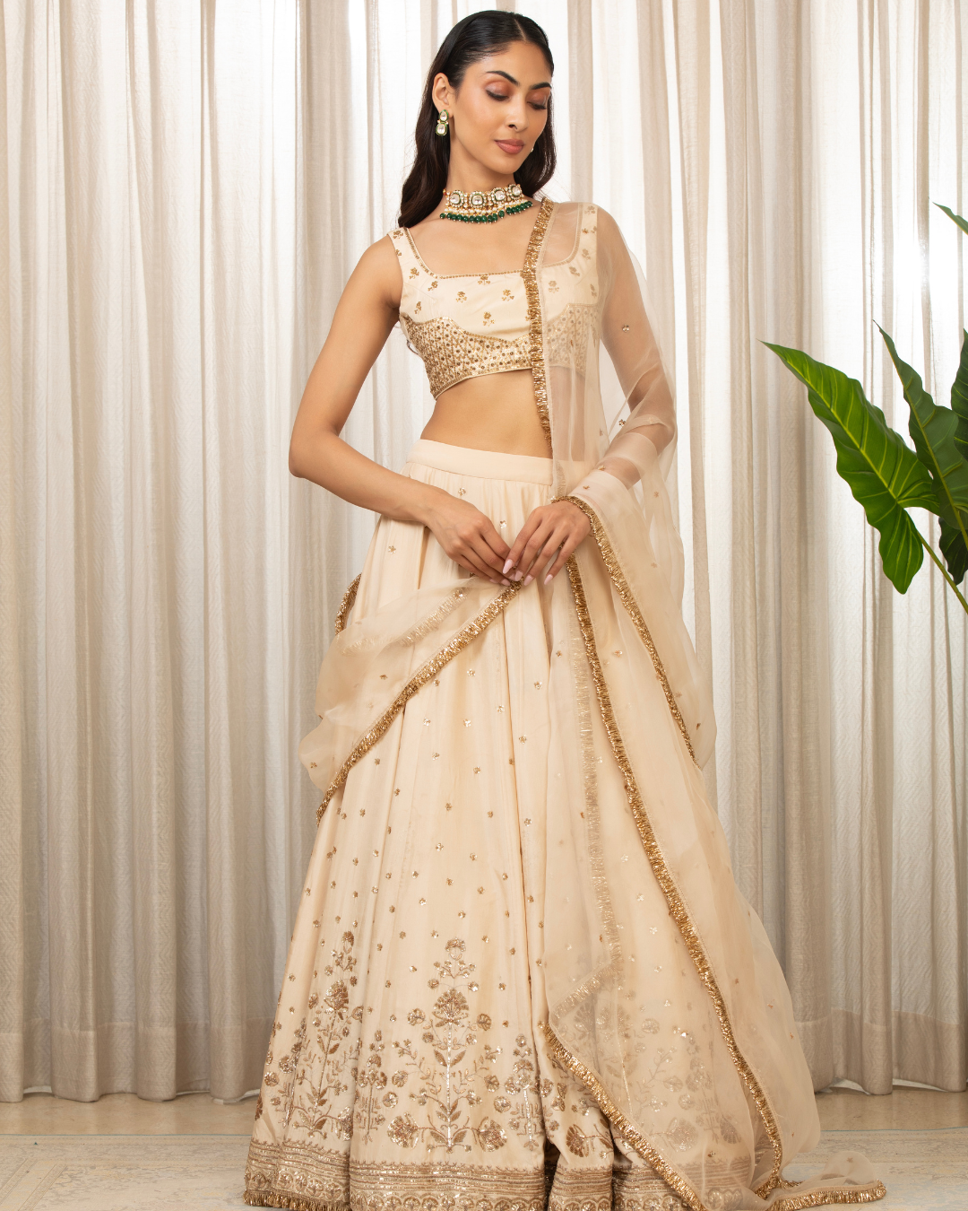 Esha Koul - Cream Lehenga Set