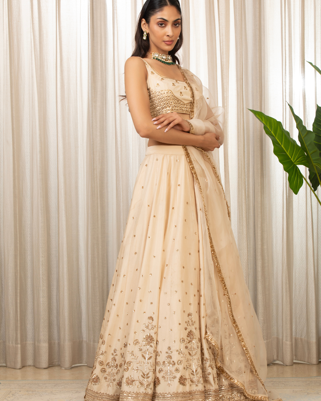 Esha Koul - Cream Lehenga Set