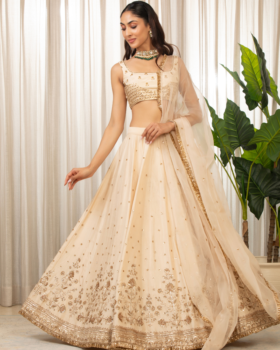 Esha Koul - Cream Lehenga Set