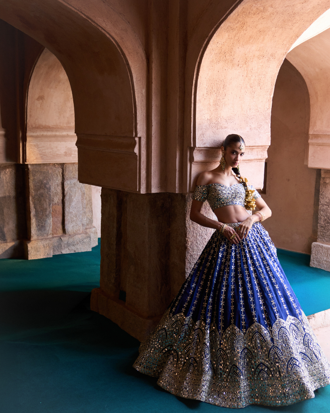 Angad Singh - NEER — Navy Blue Raw Silk Lehenga Set From Zariya