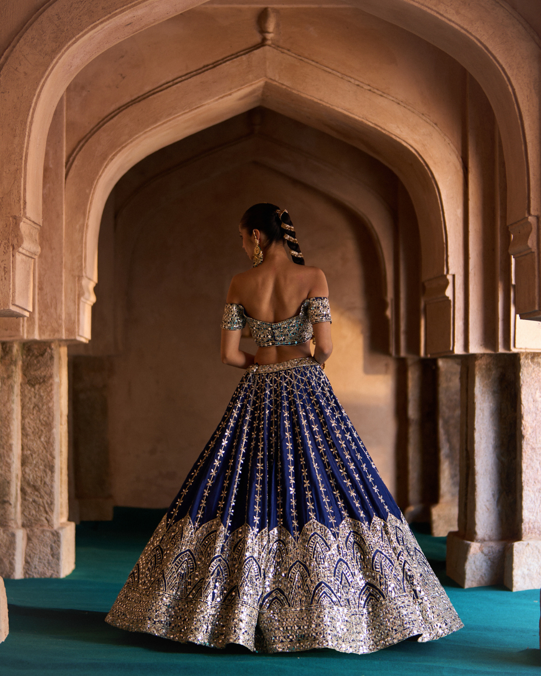 Angad Singh - NEER — Navy Blue Raw Silk Lehenga Set From Zariya