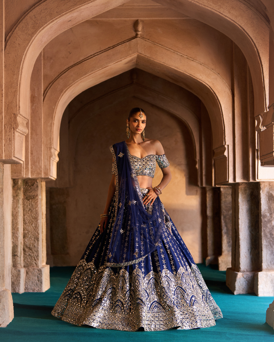 Angad Singh - NEER — Navy Blue Raw Silk Lehenga Set From Zariya