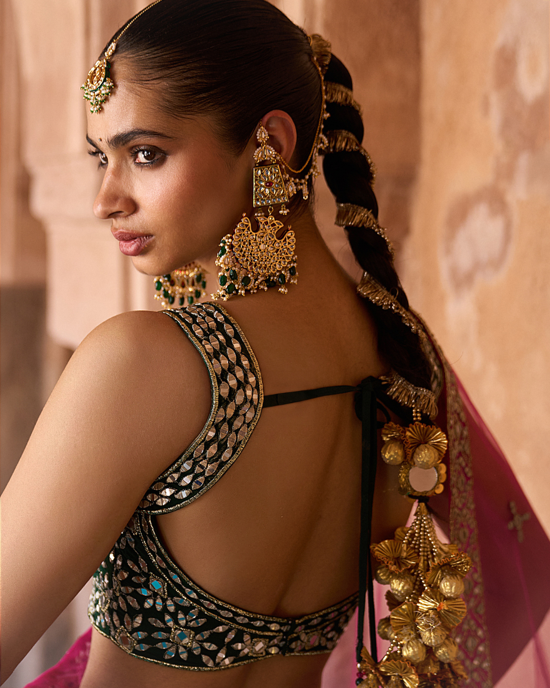 Angad Singh - JYOT — Fuchsia Pink Raw Silk Lehenga Set with Contrast Blouse From Zariya