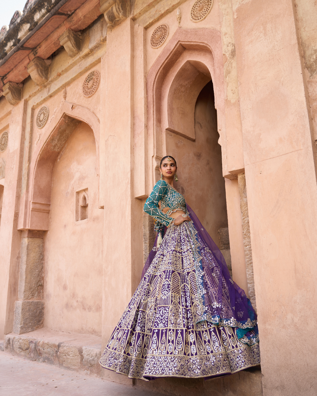 Angad Singh - NEELAM — Bright Purple Raw Silk Lehenga Set with Contrast Blouse From Zariya