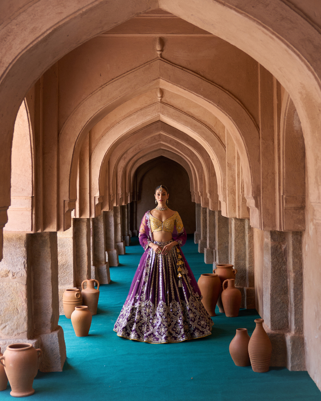 Angad Singh - RAAT RANI — Purple Raw Silk Lehenga Set with Contrast Blouse From Zariya