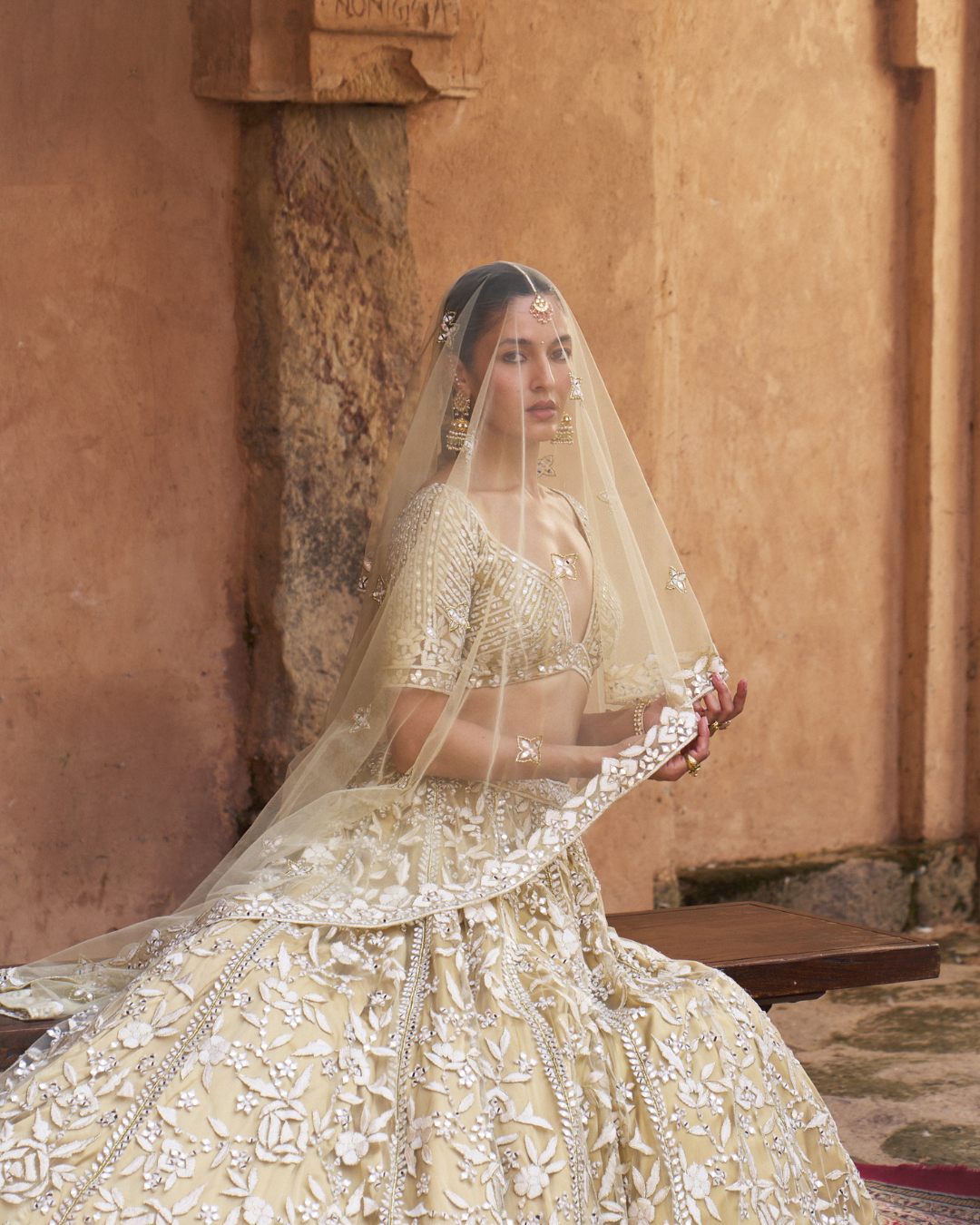 Angad Singh - BASANT —  Golden Beige Net Lehenga Set From Zariya