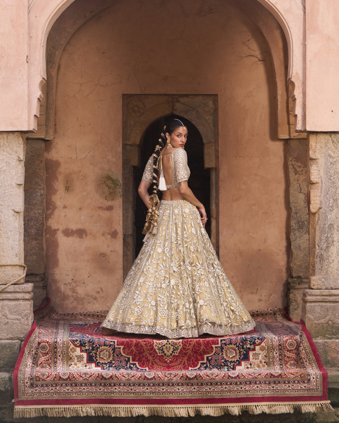Angad Singh - BASANT —  Golden Beige Net Lehenga Set From Zariya