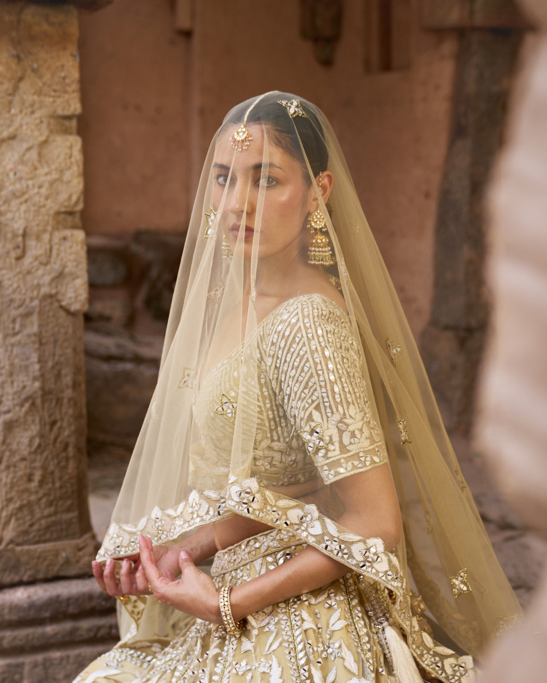 Angad Singh - BASANT —  Golden Beige Net Lehenga Set From Zariya