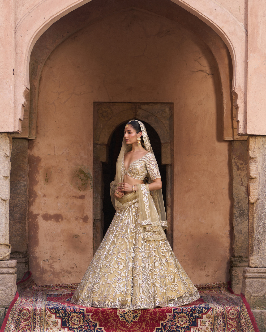 Angad Singh - BASANT —  Golden Beige Net Lehenga Set From Zariya