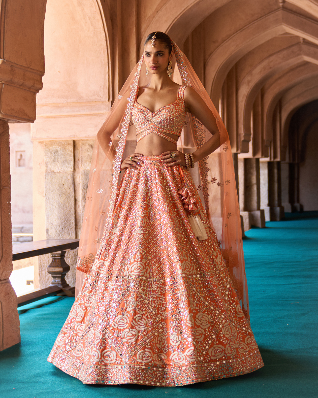 Angad Singh - SURAJ — Orange Raw Silk Lehenga Set From Zariya