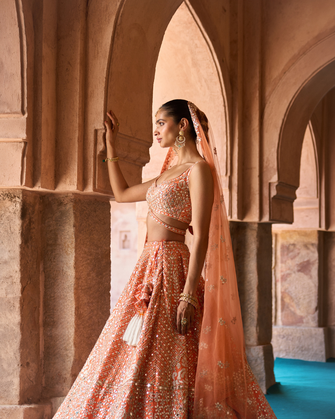Angad Singh - SURAJ — Orange Raw Silk Lehenga Set From Zariya