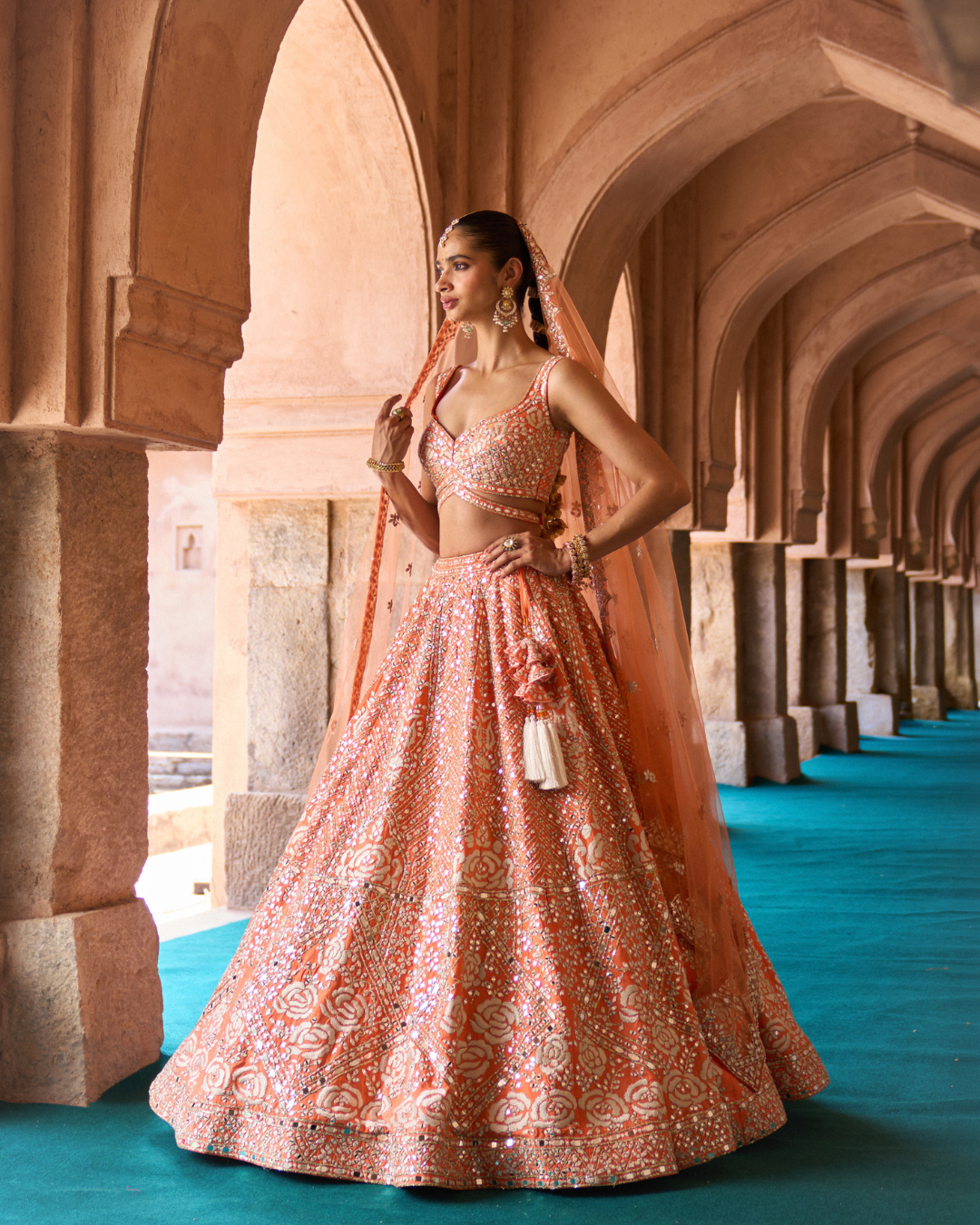 Angad Singh - SURAJ — Orange Raw Silk Lehenga Set From Zariya