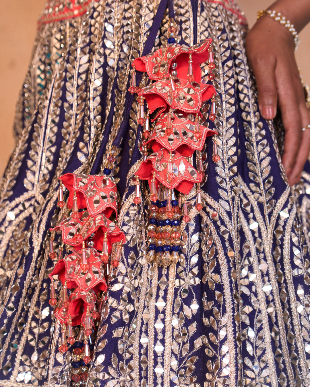 Angad Singh - AMRIT — Midnight Indigo Raw Silk Lehenga Set with Contrast Blouse From Zariya
