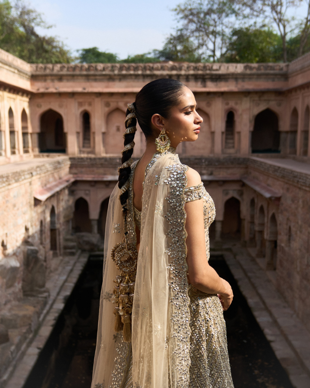 Angad Singh - SUNEHRI — Antique Gold Net Lehenga Set From Zariya